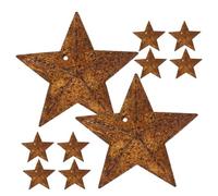 20pcs Five Pointed Star Ornament Iron Rustic Vintage Hanging Decor | Brown Finish, Reusable Holiday Accent, for Branches, Windows, Event Styling and Café Displays