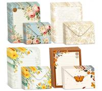 20pcs Flora Letter Paper Envelopes Set, Watercolor Floral Stationery Set, 4 Different Pattern Lined Writing Paper with Envelopes for Letter, Poetry, Invitation, Congratulations Card