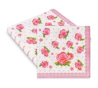 20Pcs Floral Napkins Paper, Disposable Tea Party Flower Napkins Floral Cocktail Napkin Pink Serviettes Napkins for Table Dining, BBQ, Picnic, Party Supplies