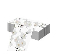 20Pcs Floral White Magnolia Napkins Serviettes, 40x33cm Disposable Spring Flower Cocktail Napkin Dinner Tissue Hand Towels Decorative Paper Napkins for Decoupage Wedding Birthday Picnic Kitchen