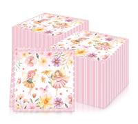20Pcs Flower Fairy Party Napkins Paper Serviettes,Pink Paper Napkins,Cocktail Napkins Dinner Napkins,Soft Paper Napkins Serviettes Tableware for Girls Birthday Party Decorations