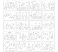 20pcs Flower Stencils for Painting, Reusable Floral Templates for DIY Crafts, Wood Canvas Wall Art, Scrapbooking, Card Making, Fabric Painting (B)