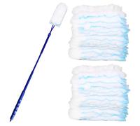 20PCS Fluffy Duster Refills with Telescopic Handle, Compatible with Flash Dust Magnet and Flash Duster, for Disposable Electrostatic Dust Removal in Home, Car, Office