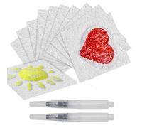 20Pcs Foam Texture Painting Paper 4" x 4" Magical Foam Texture Paper Sheets with 2Pcs Water Brush Pens Handicraft Blank Painting Kit for 3D Crafts DIY Arts Supplies