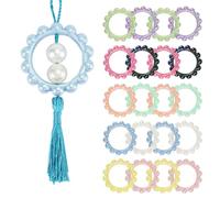 20pcs Focal Frame Circle Loop, 1.69in Focal Round Silicone Bead Loop with 2 Holes for Pen Keychain Kit Acrylic Beadable O Ring Focal Frame Pendant for DIY Crafts Jewelry Making Necklaces Keychains