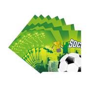 20pcs Football Party Napkins Serviettes, 2-Ply 33x33cm Green Soccer Paper Napkins for Kids Boys Birthday World Cup Football Theme Party Table Decoration Supplies