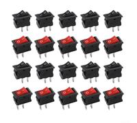 20PCS for mini Rocker Switch 2 Pin SPST for 6a 125V Black Red