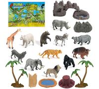20PCS Forest Animal Figures Set, Forest Figures Miniatures Toy with Activity Play Mat Lion, Tiger, Elephant Safari Animals Figures Educational Toy for Kid Christmas Birthday Decorations Gifts