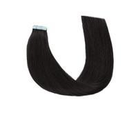 20Pcs Full Shine Remy Tape In Hairs Extensions，Double Sided Seamless Skin Weft Silky Straight Human Hair Extension(#1B,16 inch)