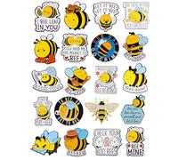 20pcs Funny Bee Pins Bulk with Storage Bag Cute Let It Bee Decorative Brooch Pins Accessories Cartoon Bee Enamel Pins for Backpack Hat Jackets Christmas Birthday Graduation Gifts for Women Kids Bee