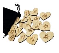 20Pcs Funny Tokens Sex,Date Night Activity Tokens Funny Wooden Couples Date Night Activity Token Romantic Funny Sex Token Gift Valentines Ideas Gifts for Couples (Heart-Shaped,Pack 3)