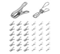 20pcs Garden Pegs for Netting and 20pcs Clothes Pegs Chip Clips, Stainless Steel greenhouse clips, Metal Laundry Clips for Washing Line, Snack Bags, Washcloth, Pictures, Paper at House, Kitchen,Office