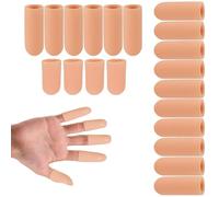 20Pcs Gel Finger Cots Cover, Silicone Finger Protectors Sleeve, Finger Sleeves,Finger Caps, Waterproof Protectors for Dry Skin, Covers for Cracking, Wound, and (Skin Color)