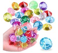 20Pcs Gemstones for Kids, Colorful Plastic Gems Suitable for Treasure Hunt, Diving Training and Party Decoration, 30mm Large Acrylic Diamonds