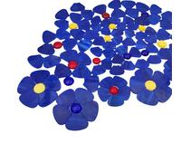 20PCS Glass Flower Mosaic Tiles, 2 Size Petal Stained Glass Mosaic Pieces for DIY Flower Crafts Home Decoration, Indoor & Outdoor Decor (Deep Blue)