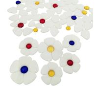 20PCS Glass Flower Mosaic Tiles, 2 Size Petal Stained Glass Mosaic Pieces for DIY Flower Crafts Home Decoration, Indoor & Outdoor Decor (White)