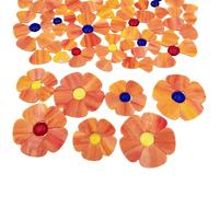 20PCS Glass Flower Mosaic Tiles, 2 Size Petal Stained Glass Mosaic Pieces for DIY Flower Crafts Home Decoration, Indoor & Outdoor Decor (Tangerine)