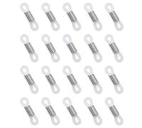 20Pcs Glasses Ends Chains Connectors Silicone Spectacle Chain Strap Holder Eyeglass Anti-Slip Ends Retainer for Sunglasses(White + Silver)