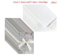 20pcs Glitter Hollow Invitations Cards with Envelopes Ribbon for Wedding Invite Valentine's Day Gift Invitations Birthday Girl