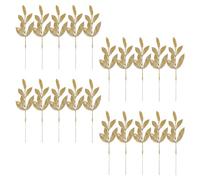 20pcs Glittered Artificial Leaf Spray Picks Tree Swag Lightweight | Lifelike Plastic Material with Vibrant Coating, Sparkling Glitter Finish, for Wreaths and Mantel Decor
