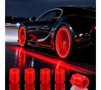 20Pcs Glow in The Dark Tire Valve Caps, Fluorescent Tire Valve Caps for Cool Car Decorations, Universal Luminous Car Tire Valve Caps Fits Car Truck SUV Motorcycle Bicycle (Red-20pcs)