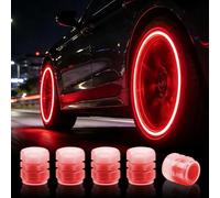 20Pcs Glow in The Dark Tyre Valve Caps, Fluorescent Red Dust Covers