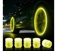 20Pcs Glow in The Dark Tyre Valve Caps, Universal Fluorescent Dust Caps, Practical Tire Valve Stem Covers, Decorative Tyre Wheel Caps for Auto Exterior for Car SUV Truck Motorcycle Bike (Yellow)