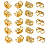 20Pcs Gold Earring Backs 4.5x6mm, Butterfly Earrings Backs for Women, Replacement Secure Ear Locking, Earring Back Stoppers Gold Ear Ring Back Replacements for Stud Earrings