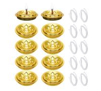 20PCS Gold Oil Lamp Floating Wick Holders - Metal Floating Lotùs Disc With Cotton Wicks | Reusable Keřosene Candle Wick Stand, Buddhist Temple Supplies & Home Decoration