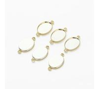 20pcs Gold Plated Cabochon With Double Hole Pendant Base Blank Tray Bezel DIY Handmade Pendant Jewelry Making Findings