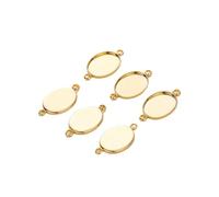 20pcs Gold Plated Cabochon With Double Hole Pendant Base Blank Tray Bezel DIY Handmade Pendant Jewelry Making Findings