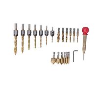 20Pcs Gold Plating Countersink Chamfer Drill Bit Set High Speed Steel Professional Drill Tap Bit Hex Wrench Center Punch Kit for Hand Drills Bench Drills