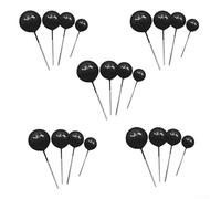 20pcs Golden Ball Cake for Birthday Party Cupcake Decorations in Mixed Sizes 2cm 2.5cm 3cm 4cm with Foam and Wire Material for Home Baking and Kitchen(black)