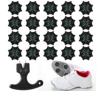 20PCS Golf Shoe Spikes, Replacement Bulk Cleats Spikes Set, Soft Shoes Cleats Tooth Spikes with Accessories, Comfort Easy Install to Shoes for Foot for Easy Install to Golf Shoes, Black Green
