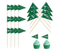 20pcs Golf Themed Toothpick Flags, Hole in One 1st Birthday Cocktail Picks Golf Cupcake Triangle Toothpick Toppers Mini Stick Cake Toppers Flags for Party Bar Food Decorations Celebration