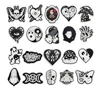 20PCS Gothic Theme Dark Style Shoe Decoration Charms, Skull Eye Butterfly Shoe Charms for Clog Sandals Wristband Bracelets, Goth CLOG Charms Accessories for Adult Men Women, Party Favor Festival Gift