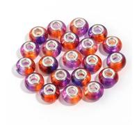 20pcs Gradient Color Resin Beads 14.0mm Large Hole Loose Round Bead for Jewelry Making DIY Bracelet Necklace Handmade Findings-Orange Purple