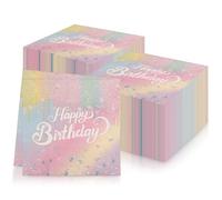 20Pcs Gradient Happy Birthday Serviette Napkins, Macaron Soft Recycled Paper, Colorful Tables Tissue for Girls Women Birthday Party Table Decorations