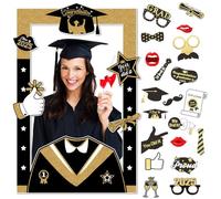 20pcs Graduation Photo Booth Props With Grad Decorations Vertical Selfie Frame Frame, Moustache Ties Academic Class Of 2025 Favor Supplies For Grad Celebrations Party Fancy Dress Prom Photography
