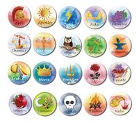 20pcs Greek Mythology Pins, Olympians Gods Symbols Pins, Greek Mythology Symbols Buttons, Suitable for Percy Jackson Birthday Party, Camp Half Blood Party, S, Metal Plastic, no gemstone