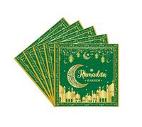 20Pcs Green Gold Eid Al-fitr Paper Napkins Ramadan Kareem Serviette Napkin,Moon Star Napkins Tissue Dinner Napkins for Home Ramadan Mubarak Islam Muslim Eid Al-fitr Party Table Decorations