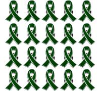 20Pcs Green Ribbon Pin Charms,Mental Health Awareness Pins, Enamel Metal Jewelry Badges for Pancreatic Cancer Awareness Pin Awareness Events, Memorials, and Fundraisers (Green)