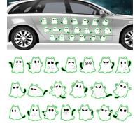 20Pcs Halloween Car Magnets Decorations Glow in The Dark Cute Ghost Cat Fridge Magnetic Sticker Decorations Luminous Halloween Refrigerator Magnet Decals for Cruise Door Garage (Needs Light to Charge)