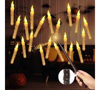20PCS Halloween Decorations Floating Candles with Timer Wand,Christmas Décor Flameless Taper LED Floating Candles Flickering Light For Harry Potter XMAS Witch Wizard Wedding Birthday Party Home Décor