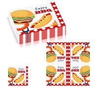 20pcs Hamburger Napkins Serviettes Disposable,32cm BBQ Party Cocktail Napkins Guest Dinner Tissue Decorative Paper Napkins for Kids Boys Girls Birthday Party Summer BBQ Picnic Table Decorations