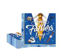 20pcs Happy Fathers Day Napkins Paper, Fathers Day Table Decorations Serviettes 2-Layer Blue Paper Napkins, Fathersday Dad Birthday Party Tableware Supplies, 33 * 33cm
