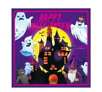 20Pcs Happy Halloween Party Paper Napkins - Castle Ghost Purple Tissue Luncheon Dinner Serviettes for Tableware Decor and Table Decorations