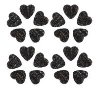 20pcs Heart Fabric Covered Shank Buttons for Blouses and Suits | Black Romantic Boutique Style, Yarn Wrapped Texture, Soft Cloth Surface, Decorative Accent for Tailoring