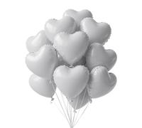 20PCS Heart Shape Balloons,WINCUR 18" Durable Aluminum Film Love Balloons,Birthday Party Decorations for Graduation,Wedding, Valentines Day,Engagement Marriage（White）