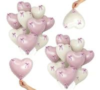20Pcs Heart-Shaped Ceiling Balloons with String,Pink and White Balloons,Heart-Shaped Pink Bow Balloonsing for Women Birthday Bachelorette Party Bridal Shower Anniversary Decorations Supplies